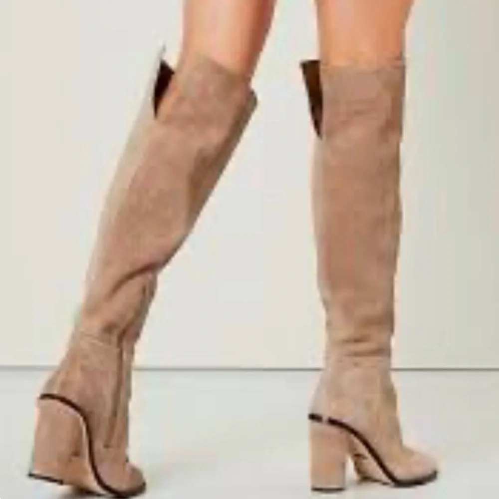 Gianni Bini BARRINE Over the Knee Suede Boots in Sand